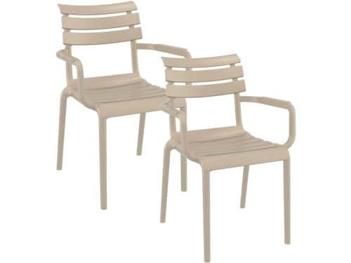 Garden Impressions Paris tuinstoel taupe - 2 stuks