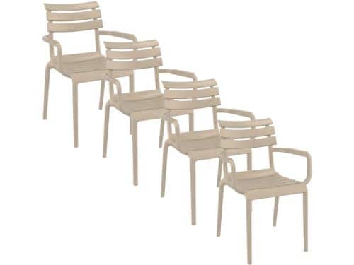 Garden Impressions Paris tuinstoel taupe - 4 stuks