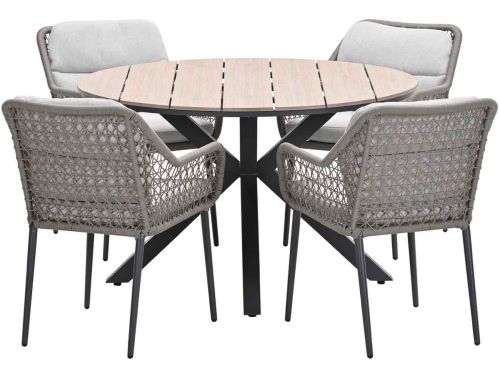 Garden Impressions Pemba tuinset 5-delig - Tulli tuintafel Ø122x75 cm