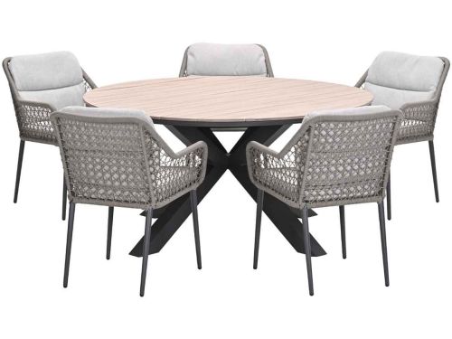 Garden Impressions Pemba tuinset 6-delig - Tulli tuintafel Ø148x75 cm