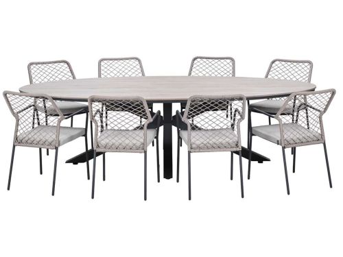 Garden Impressions Ross tuinset sand 9-delig - Tulli tuintafel ovaal