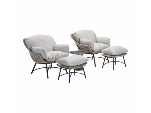 Garden Impressions Selene loungestoelen vintage willow - Mati bijzettafel Ø50x48