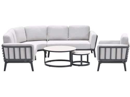 Garden Impressions Sentosa loungeset 6-delig hoekopstelling - donker grijs