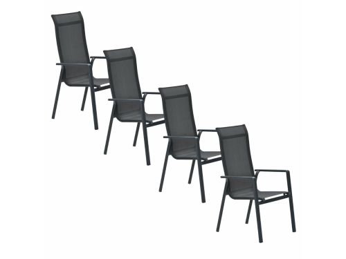 Garden Impressions Siena tuinstoel stapelbaar donker grijs - 4 stuks