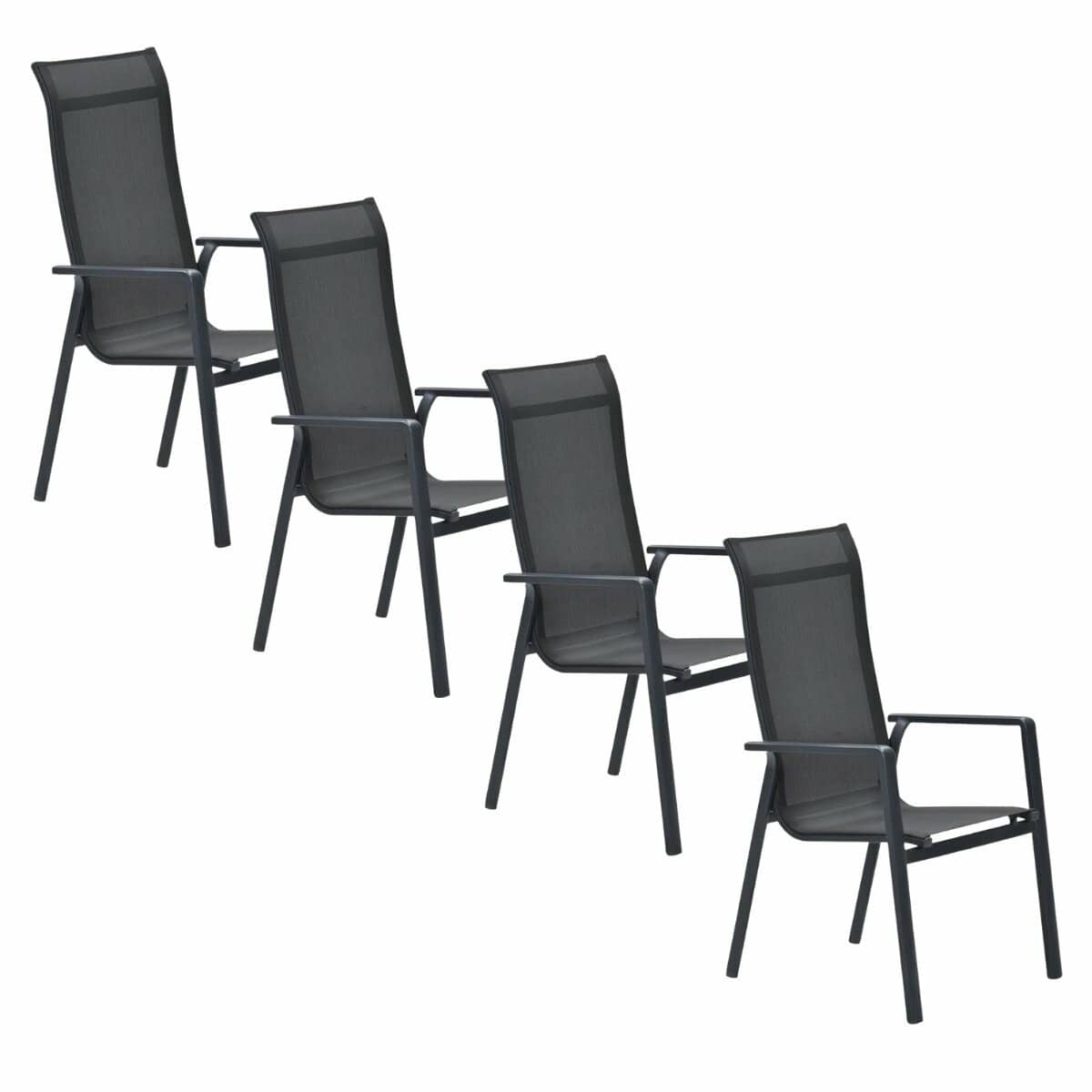garden impressions siena tuinstoel stapelbaar donker grijs 4 stuks