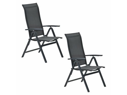 Garden Impressions Siena tuinstoel verstelbaar donker grijs - 2 stuks