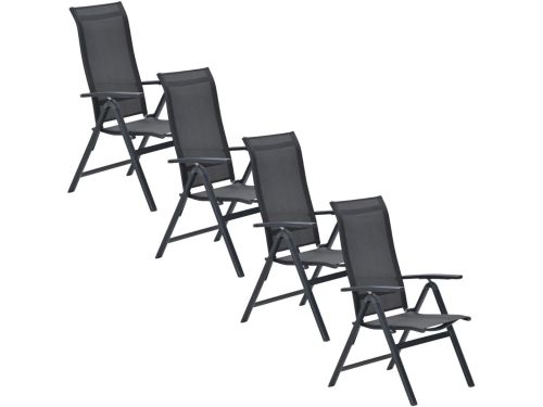 Garden Impressions Siena tuinstoel verstelbaar donker grijs - 4 stuks
