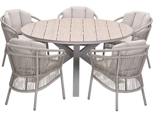 Garden Impressions Sorong tuinset 6-delig - Tulli tuintafel Ø148x75 cm