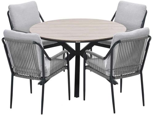 Garden Impressions Stevie tuinset 5-delig taupe - Tulli tuintafel Ø122x75