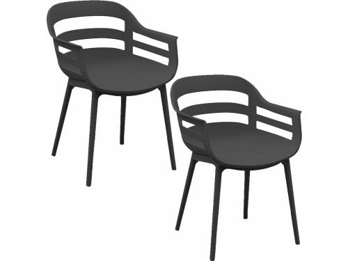 Garden Impressions Sunny tuinstoel donker grijs - 2 stuks