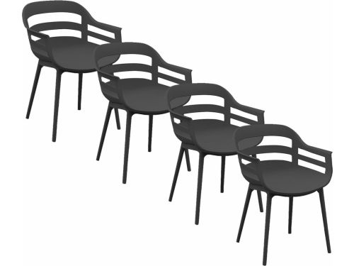 Garden Impressions Sunny tuinstoel donker grijs - 4 stuks