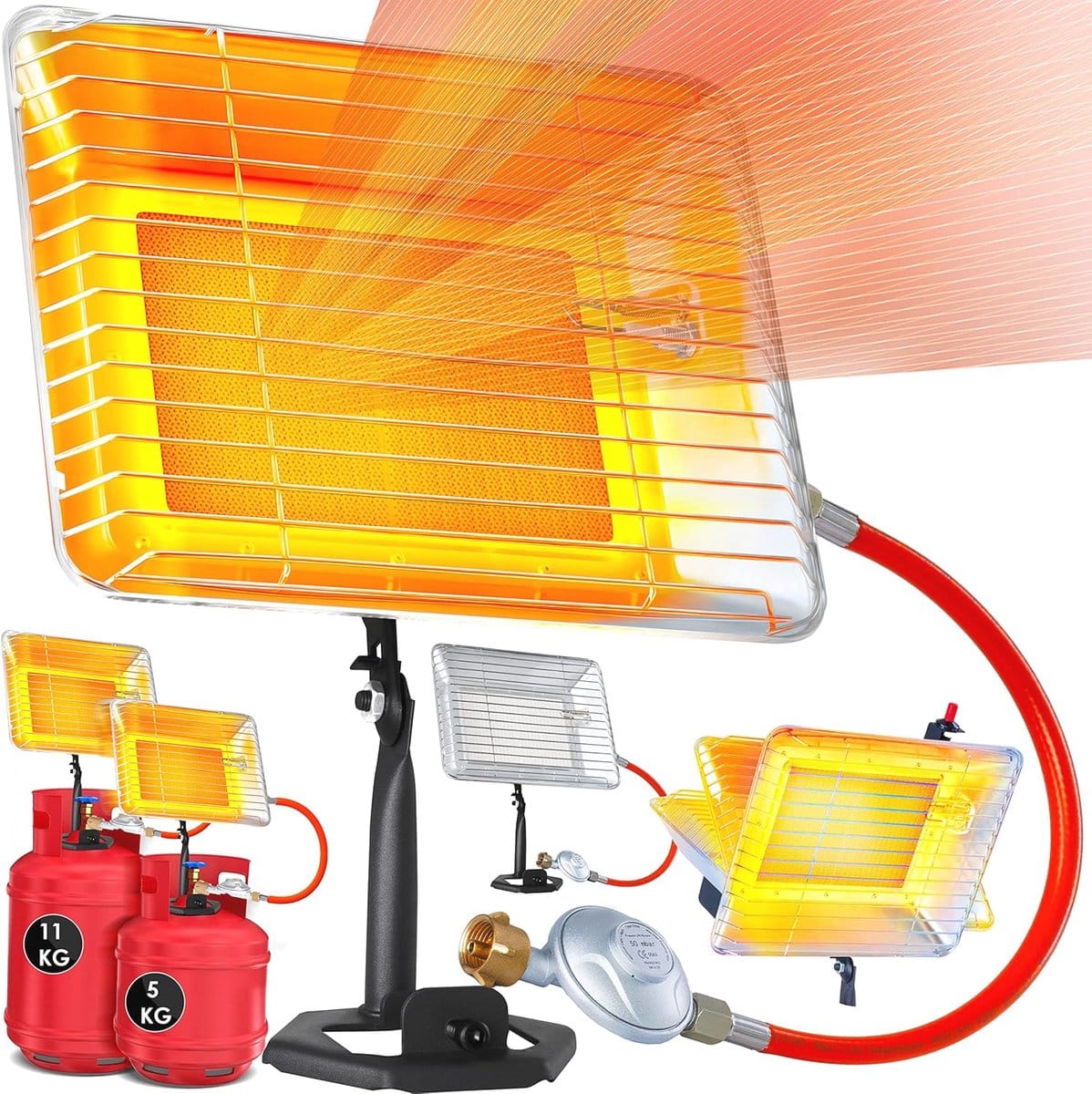 gas heater voor buiten, warmtestraler met piëzo ontsteking, voor 5