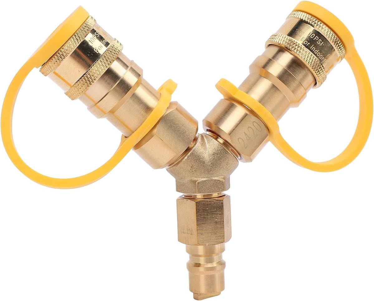 gas y splitter dubbele gasleiding buiten koken