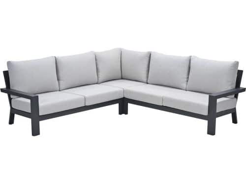 Geneva aluminium loungeset -carbon black - valley sand