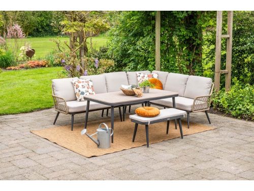 GI Allasio lounge-dining hoekset (6-delig) - Carbon black/Zand