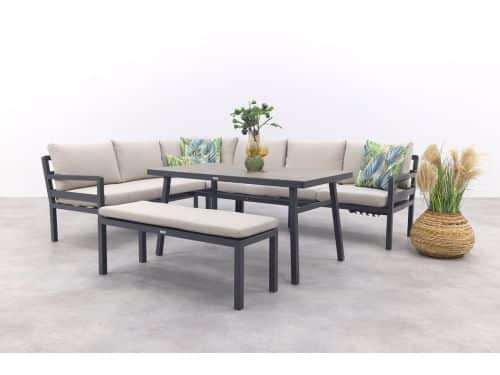 GI Corsica lounge-dining set links (4-delig) - Carbon black