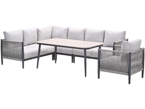 GI Diamo lounge-dining hoekset (6-delig) - Carbon Black/Zand