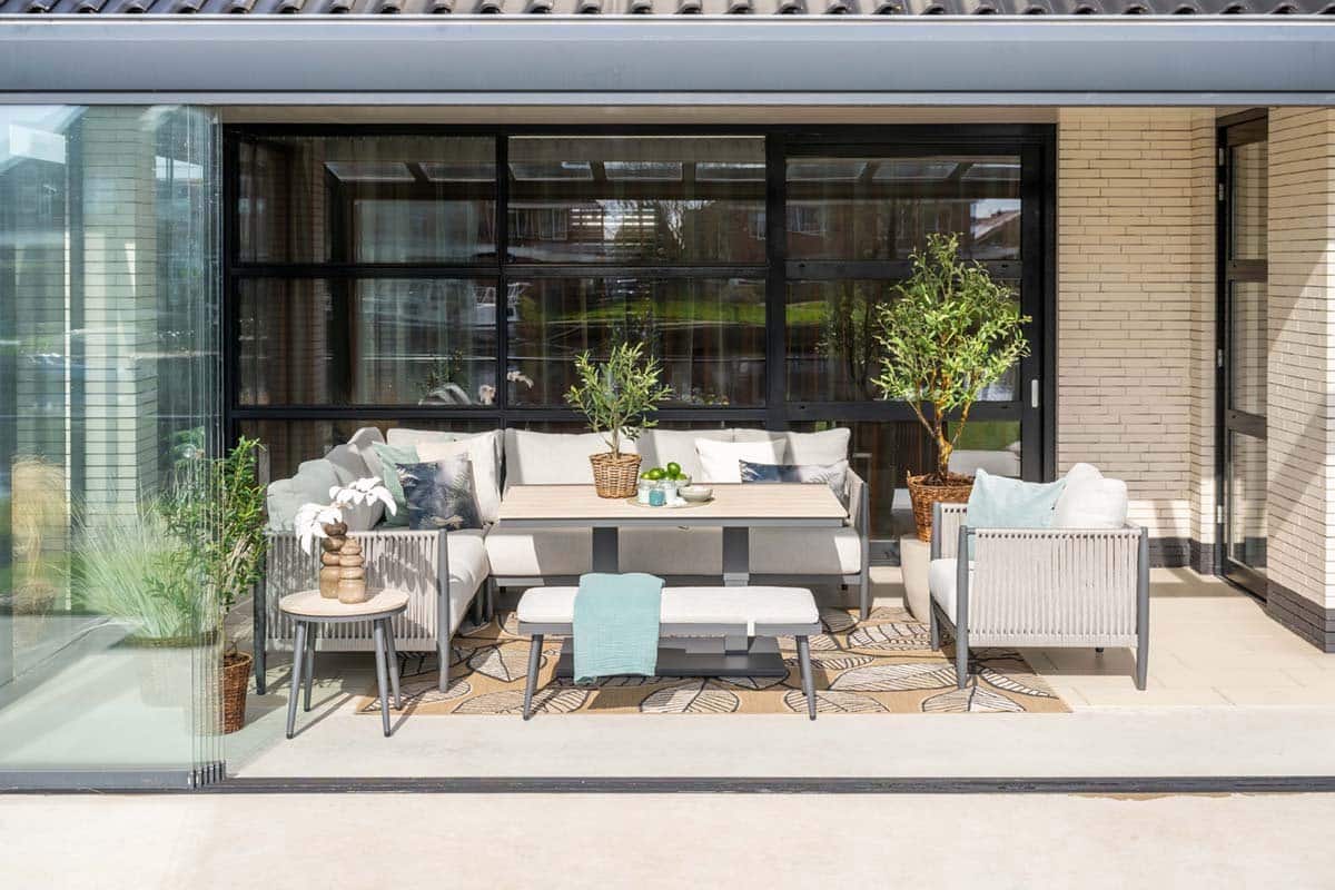 gi diamo/cyprus verstelbare lounge dining hoekset (7 delig) carbon black/zand