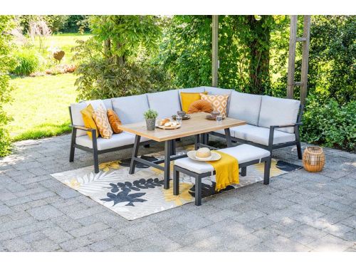 GI Elati lounge-diningset aluminium (6-delig) - Carbon Black/Zand
