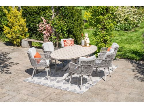 GI Linares/Edison ovale 6-persoons rope dining tuinset 220x115 cm.