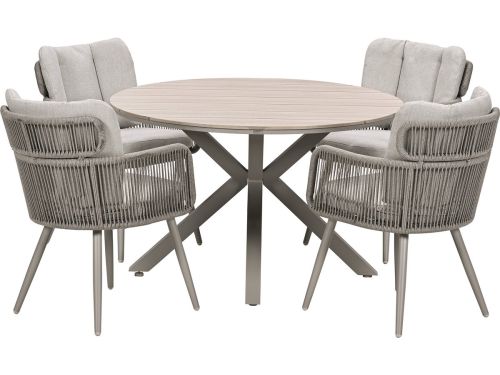 GI Linares/Edison ronde 4-persoons rope dining tuinset Ø122 cm.