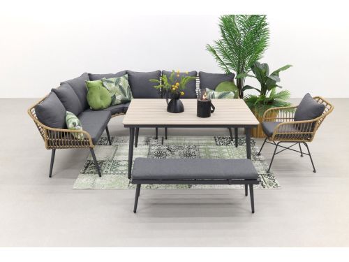 GI Margriet lounge-/dining set met stoel - Naturel wicker