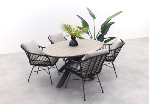 GI Margriet zwart/zand / Edison 180 x 115 cm. tafel