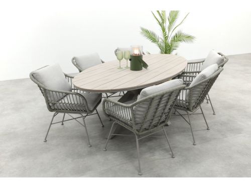 GI Margriet/Edison 6-persoons ovale tuinset 220x115 cm. - Taupe
