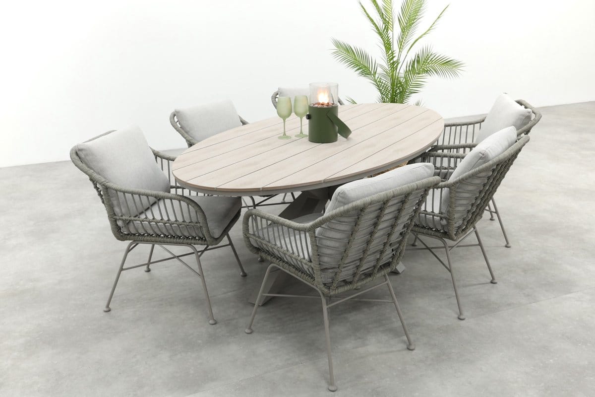 gi margriet/edison 6 persoons ovale tuinset 220×115 cm. taupe