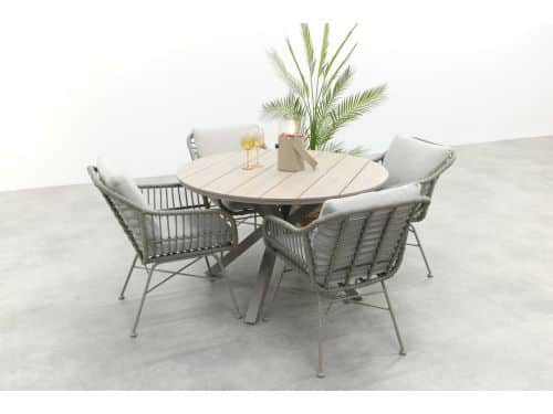 GI Margriet/Edison ronde 4-persoons wicker dining tuinset Ø122 cm.
