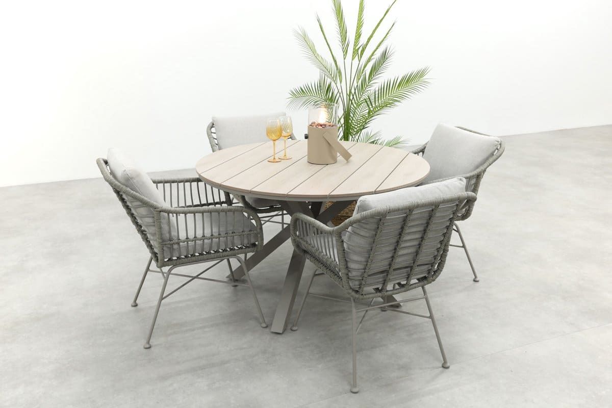 gi margriet/edison ronde 4 persoons wicker dining tuinset Ø122 cm.