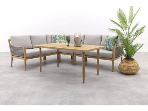 GI Sardinia lounge-dining set (5-delig) - Aluminium Teak look/Zand