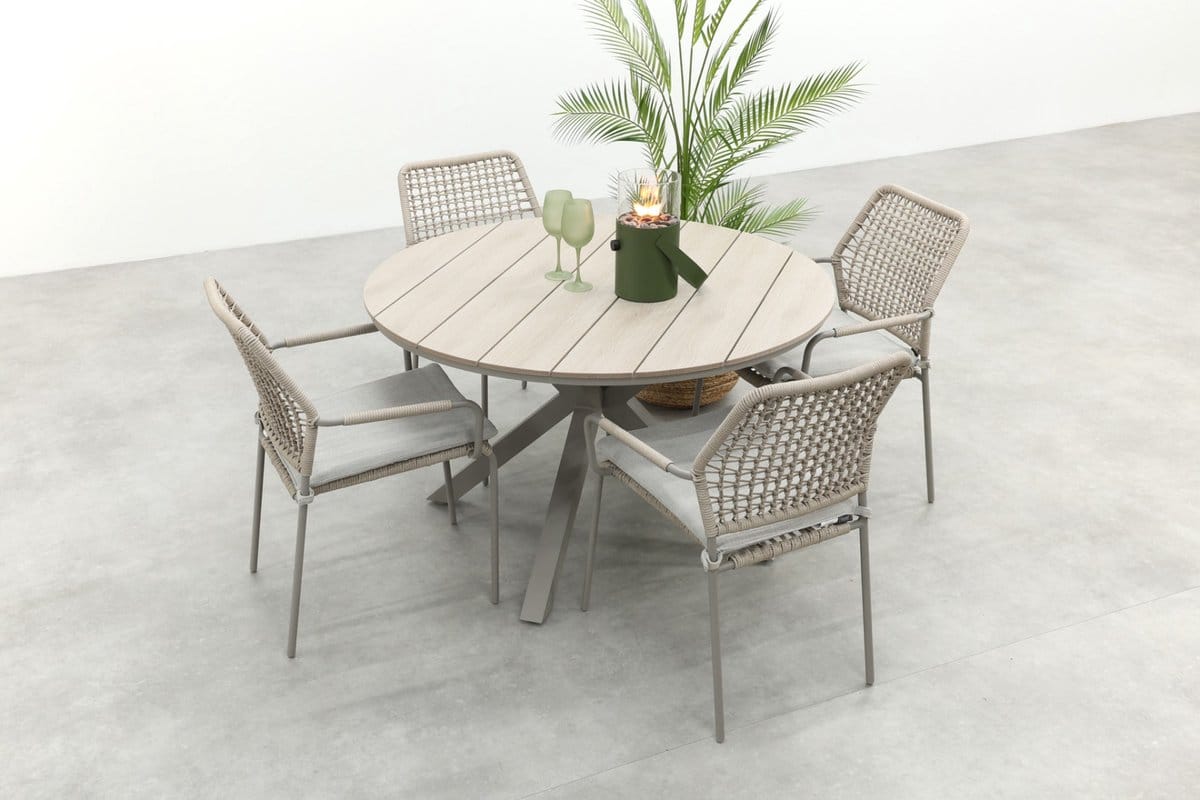 gi swifty/edison 4 persoons ronde stapelbare tuinset Ø122 cm. taupe