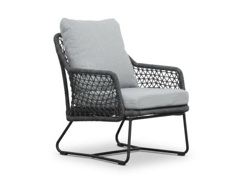 Gianna low dining tuinstoel | touw + aluminium | Stone Grey