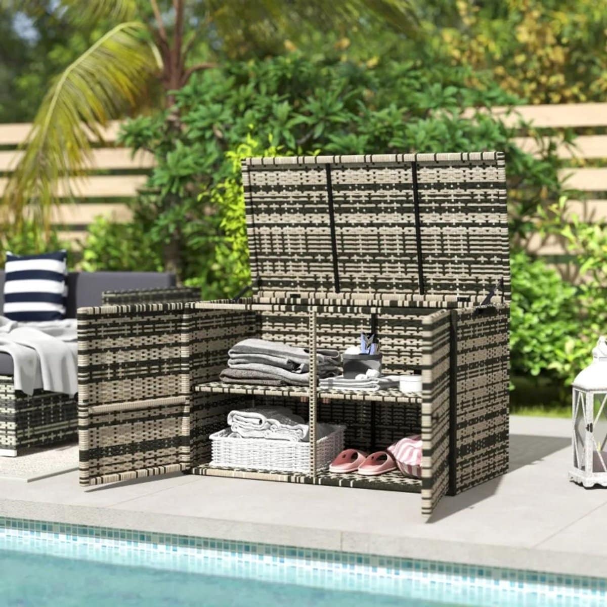 goodivery opbergdoos weerbestendig 2 laags rotan