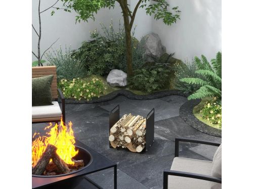 Goodivery - Stalen brandhouthouder - Draagbaar - Handgrepen - Zwart