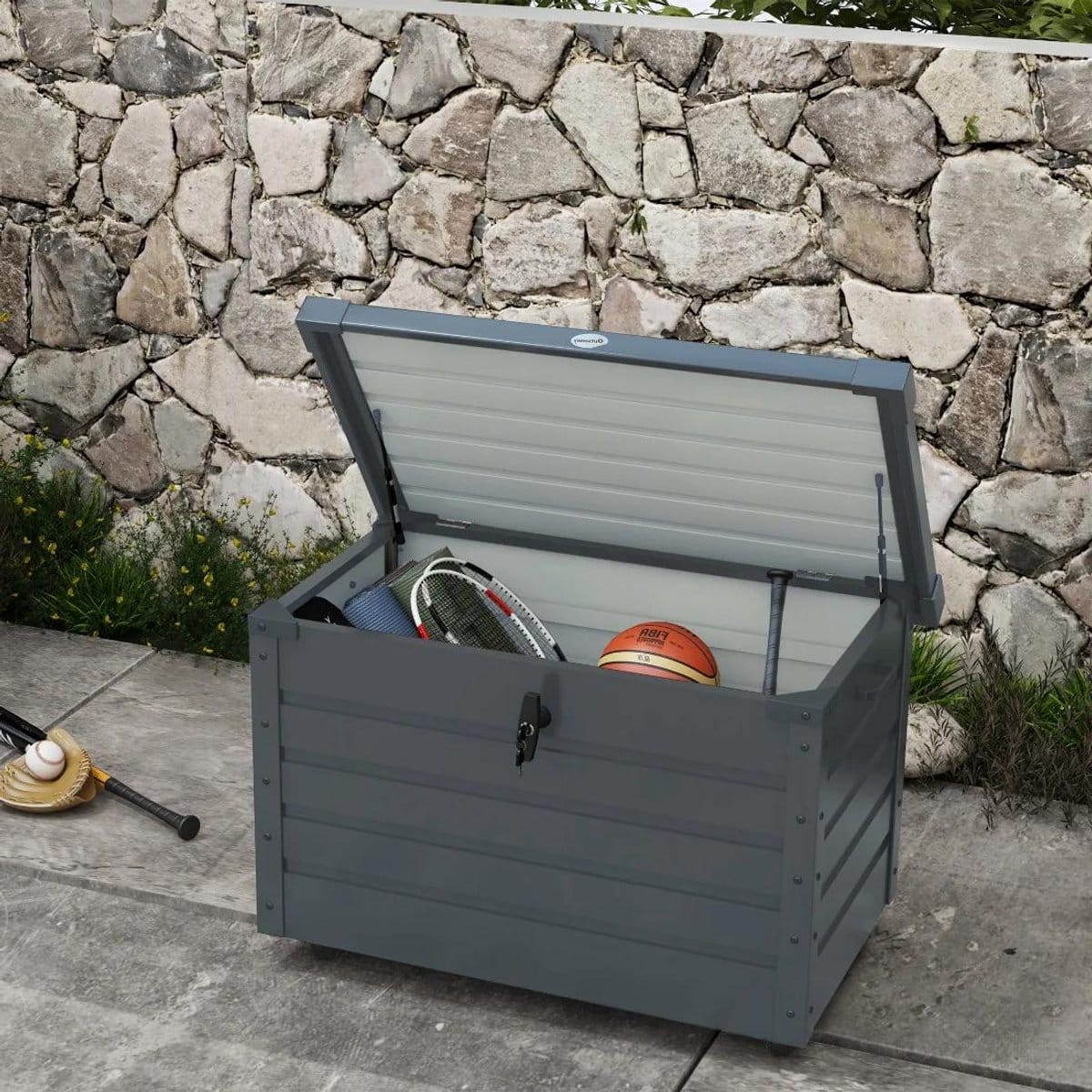 goodivery tuinopbergbox buitenopslag wielen donkergrijs