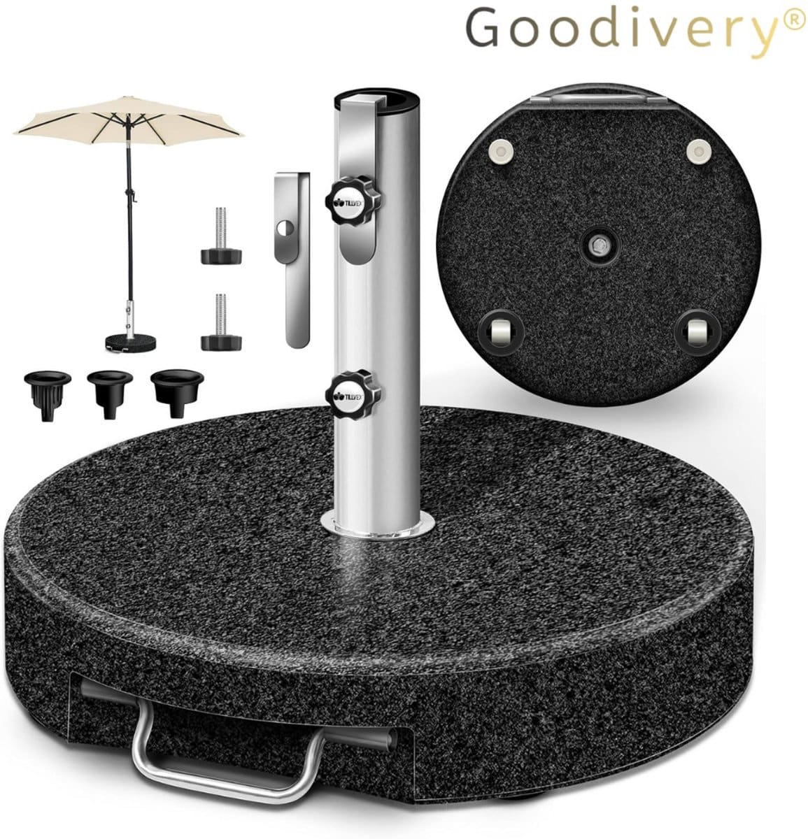 goodivery® parasolvoet op wielen en telescopisch handvat 27