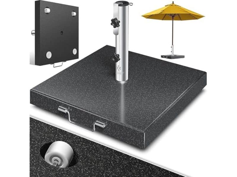 Granieten parasolvoet 30 kg met roestvrijstalen buis voor parasolstangen 38