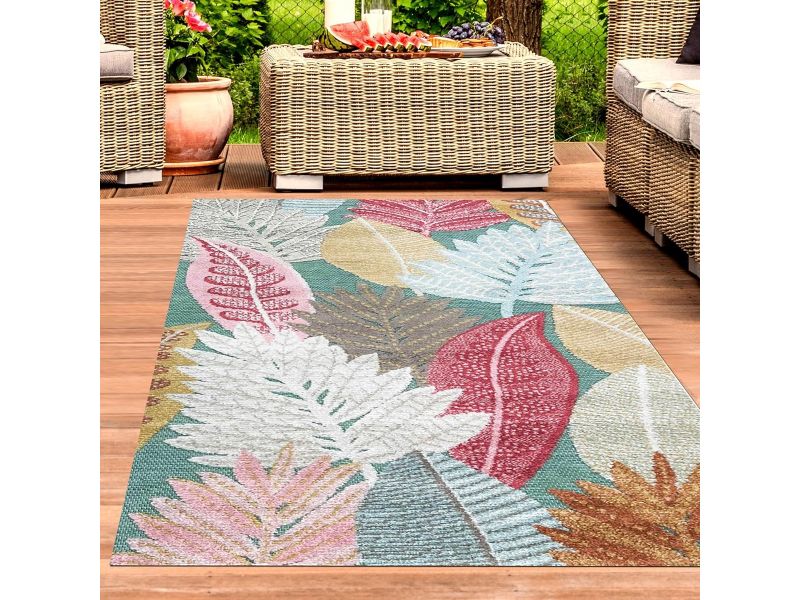 Groot bloementapijt voor buiten, weerbestendig en robuust, sisal-look, 200x290 cm