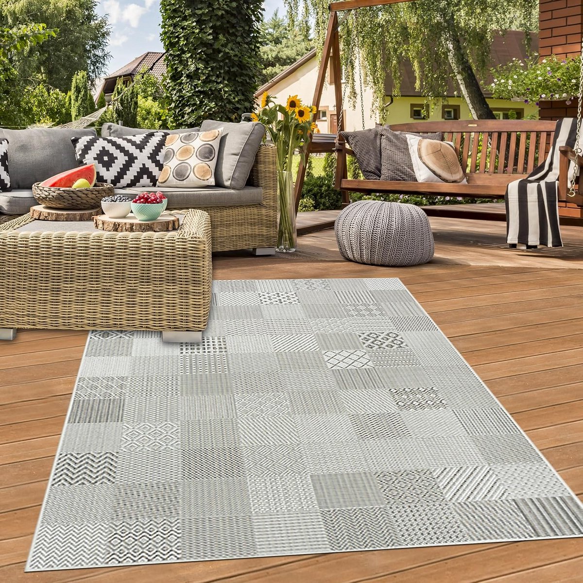 groot buitenkleed lichtgrijs 200×290 cm weerbestendig anti uv tuinkleed