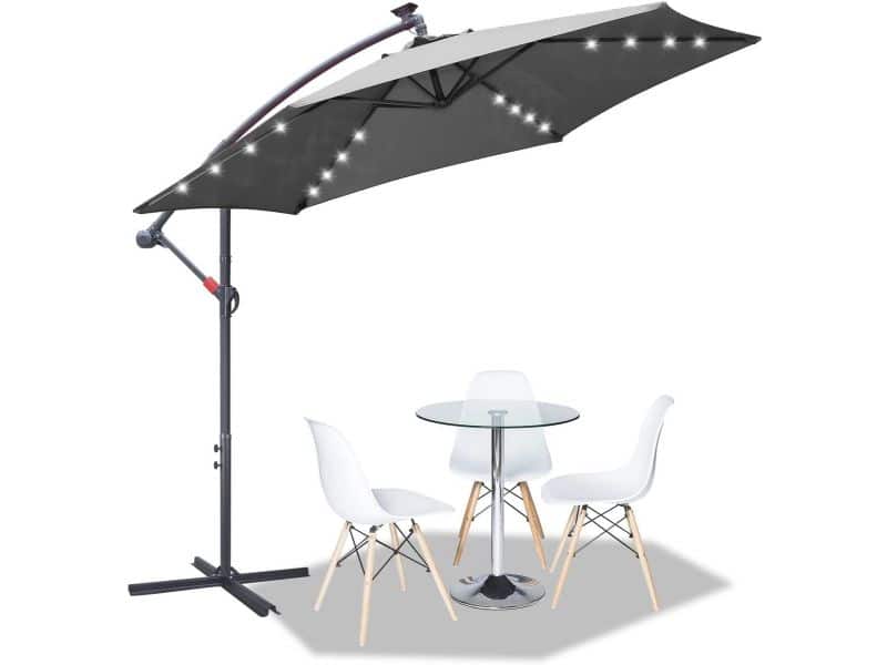 Grote 350 cm Zweefparasol met LED Verlichting en UV
