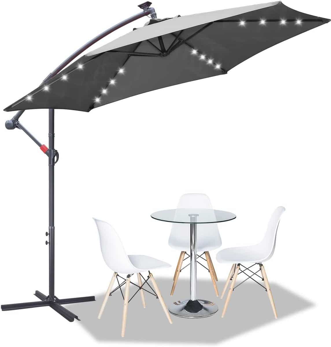 grote 350 cm zweefparasol met led verlichting en uv