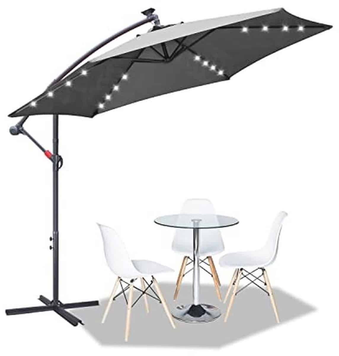 grote 350 cm zweefparasol met led verlichting en uv