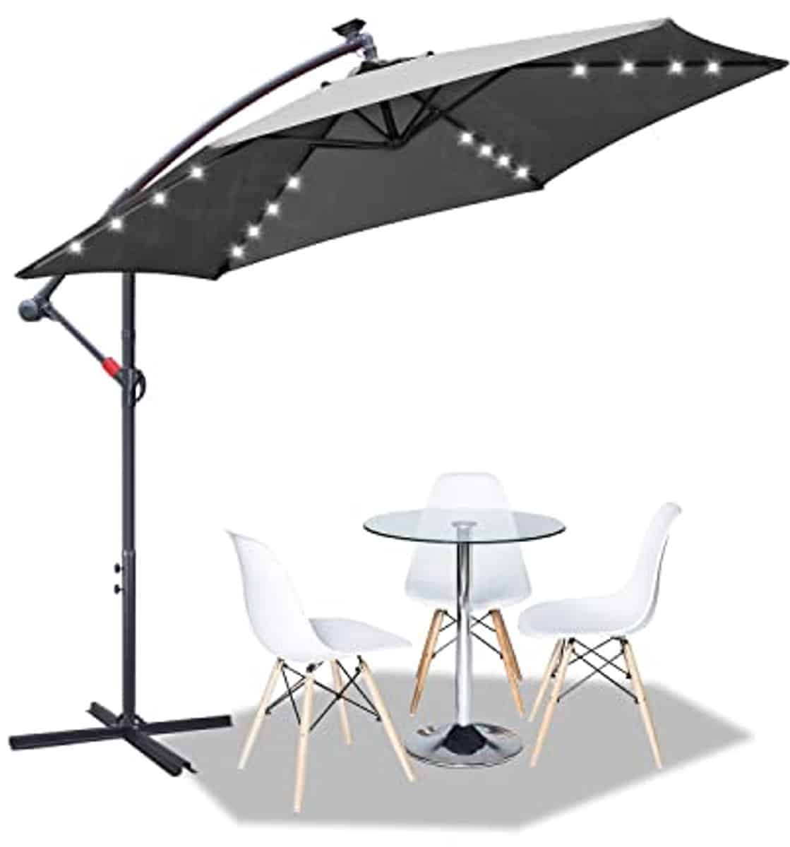 grote 350 cm zweefparasol met led verlichting en uv