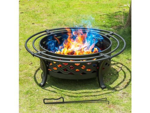 Grote 36 inch Buiten Vuurplaats met Vonkscherm en Pook voor