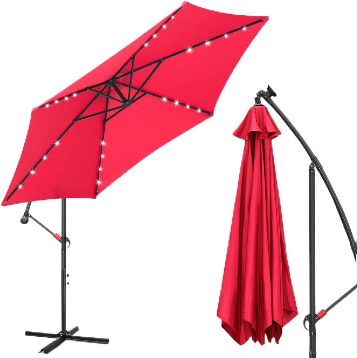 grote aluminium zweefparasol met led verlichting en uv