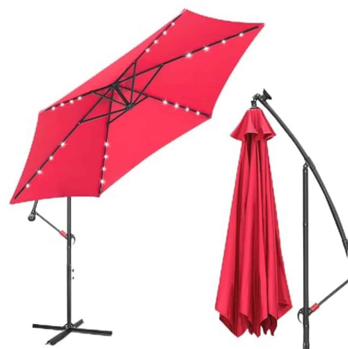 grote aluminium zweefparasol met led verlichting en uv