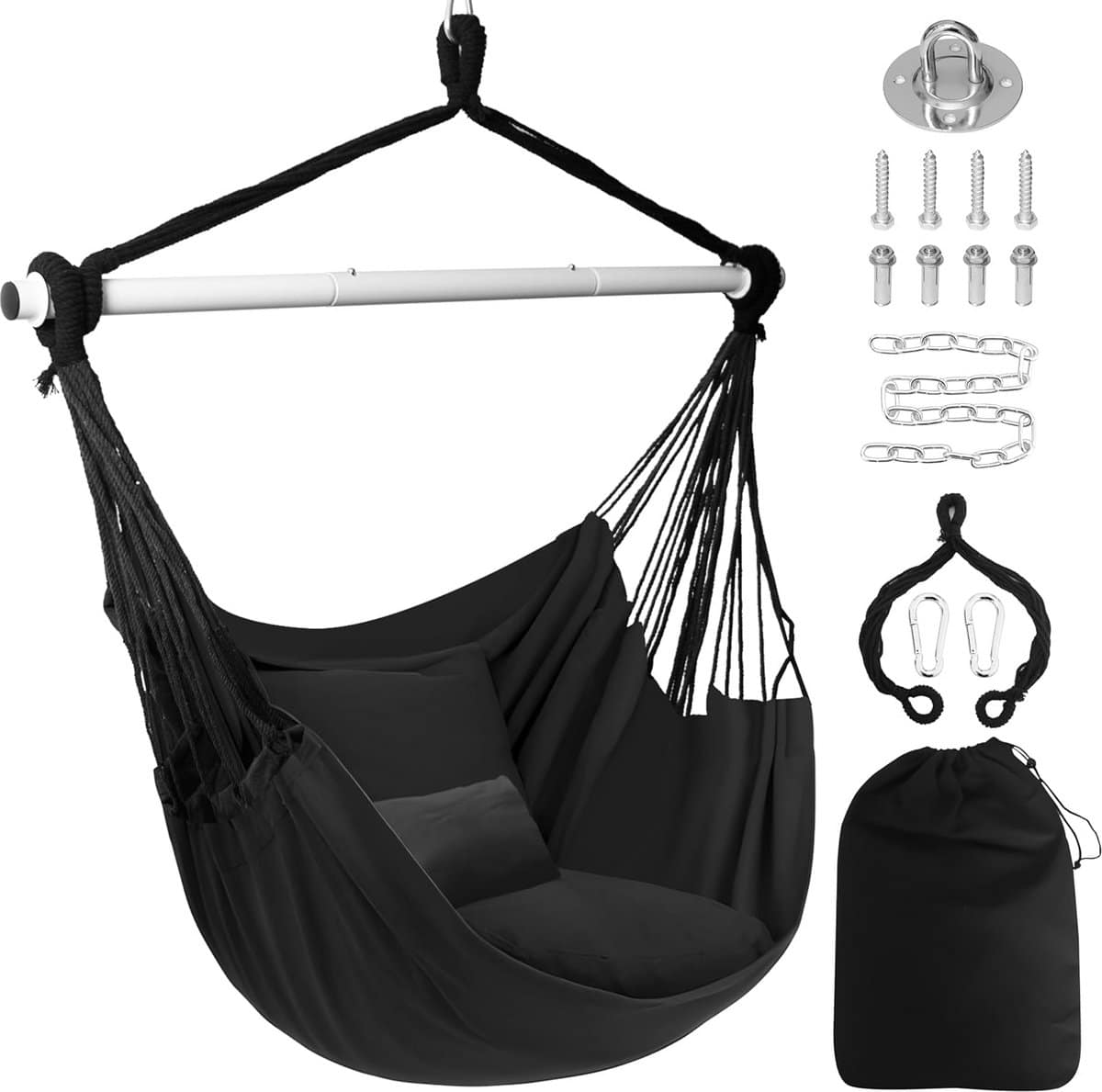 Grote Hangstoel Woonkamer of Tuin – Macramé Schommelstoel met 2