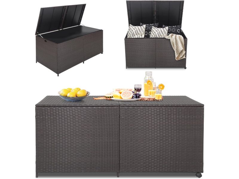 Grote Opbergbox Buiten Tuin en Balkon - Waterdicht Polyrotan Kussenbox